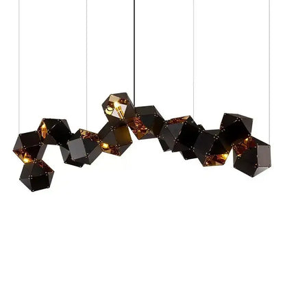 Modern white & gold cube led pendant light for dining room