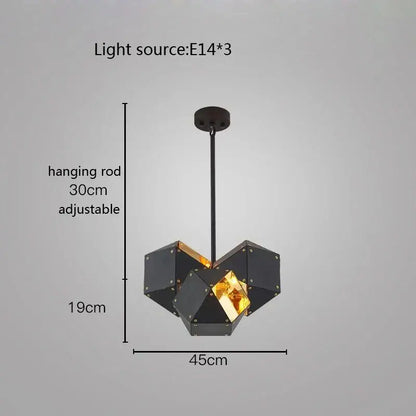 Modern white & gold cube led pendant light for dining room