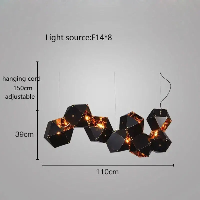 Modern white & gold cube led pendant light for dining room