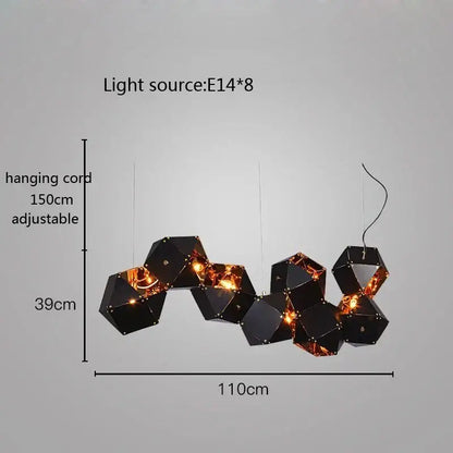 Modern white & gold cube led pendant light for dining room