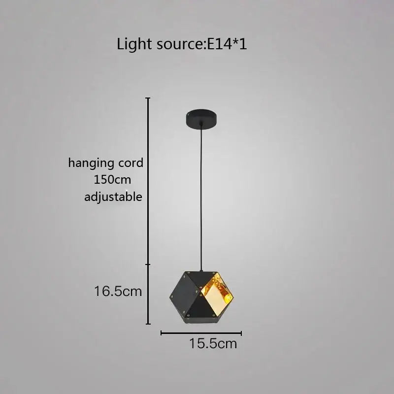Modern white & gold cube led pendant light for dining room