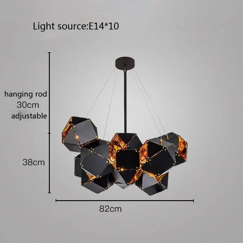 Modern white & gold cube led pendant light for dining room