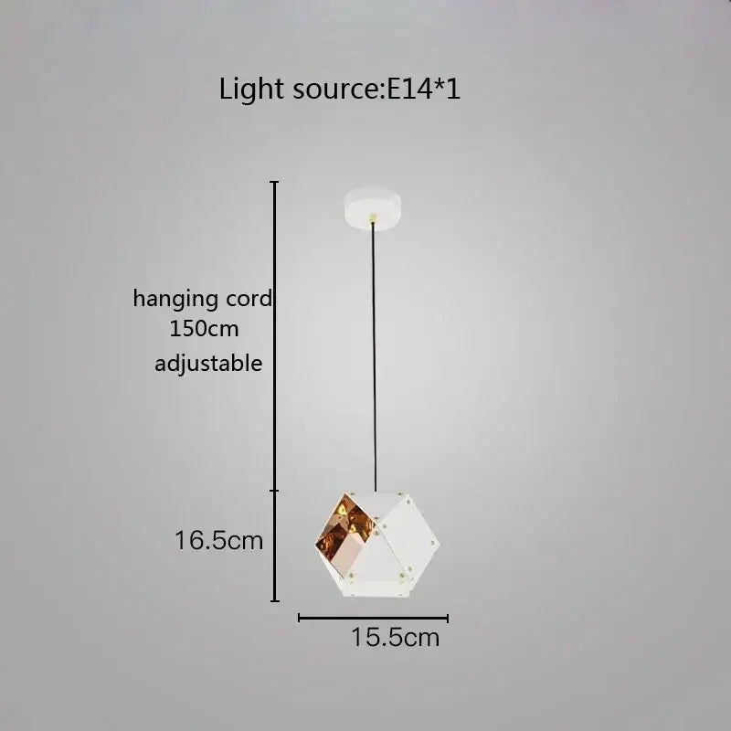 Modern white & gold cube led pendant light for dining room