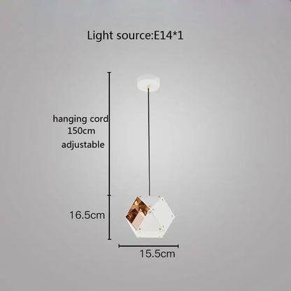Modern white & gold cube led pendant light for dining room