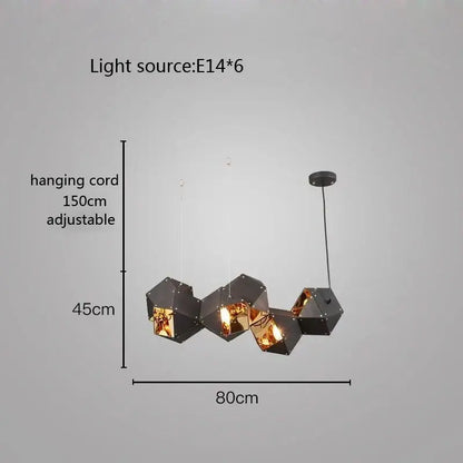 Modern white & gold cube led pendant light for dining room