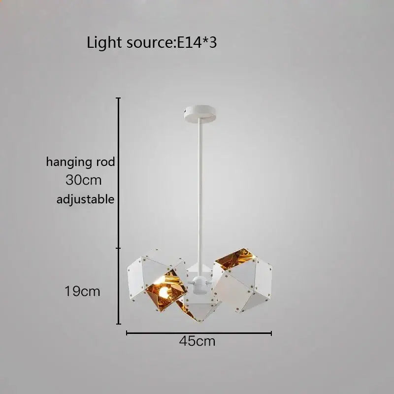 Modern white & gold cube led pendant light for dining room
