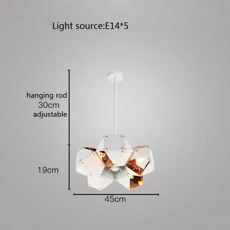 Modern white & gold cube led pendant light for dining room