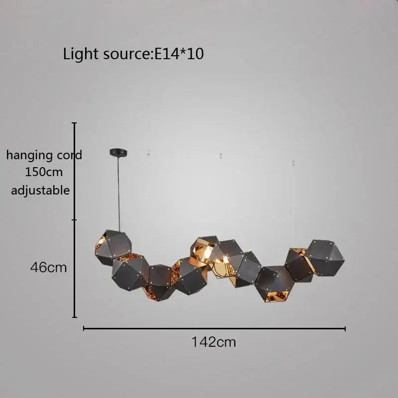 Modern white & gold cube led pendant light for dining room