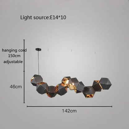 Modern white & gold cube led pendant light for dining room