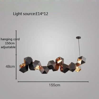 Modern white & gold cube led pendant light for dining room