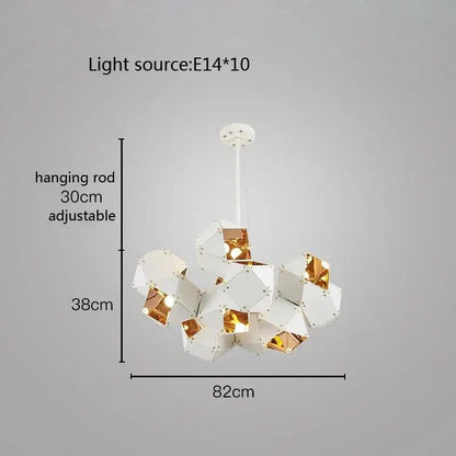Modern white & gold cube led pendant light for dining room