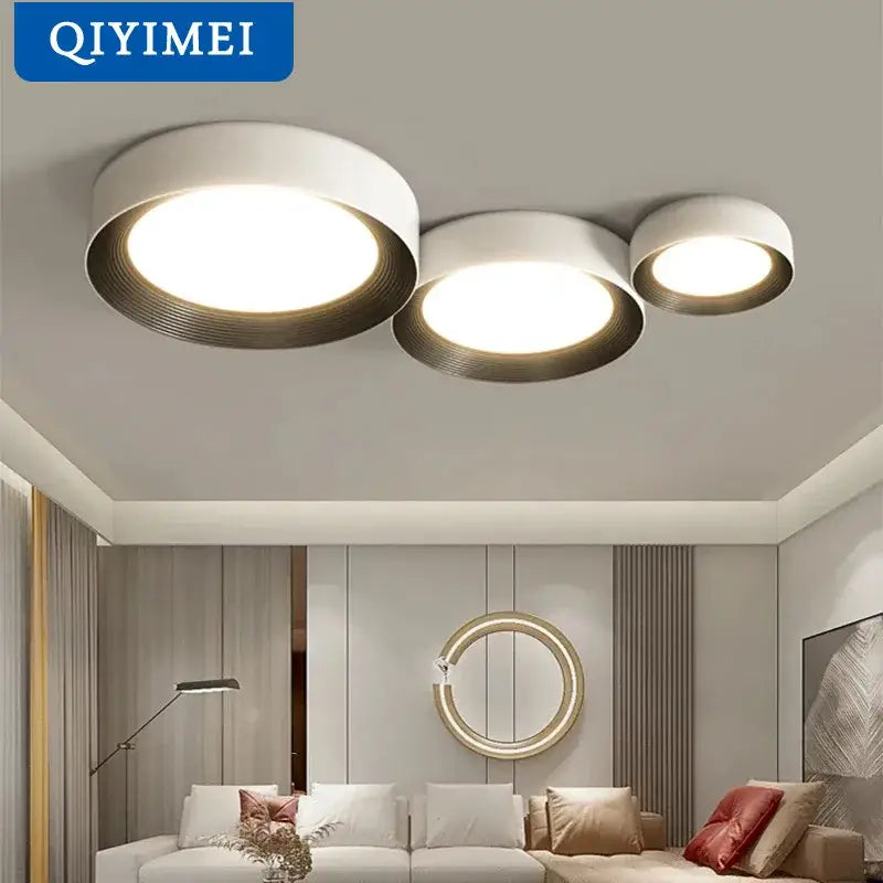 Modern white & gold circular chandelier dining room light
