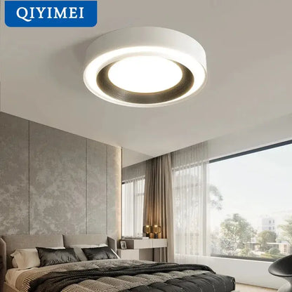 Modern white & gold circular chandelier dining room light