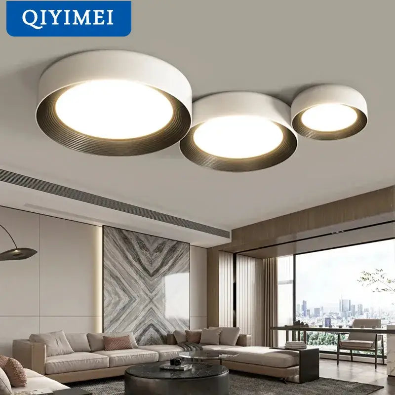 Modern white & gold circular chandelier dining room light
