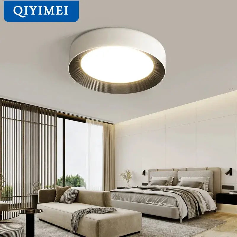 Modern white & gold circular chandelier dining room light