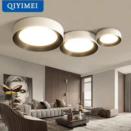 Modern white & gold circular chandelier dining room light