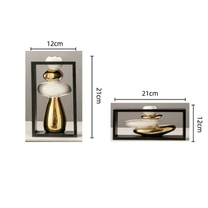Modern white & gold geometric golden rockery vase set living room decor
