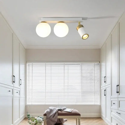 Modern white & gold glass ball led ceiling light living room track