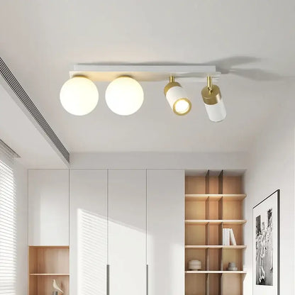 Modern white & gold glass ball led ceiling light living room track