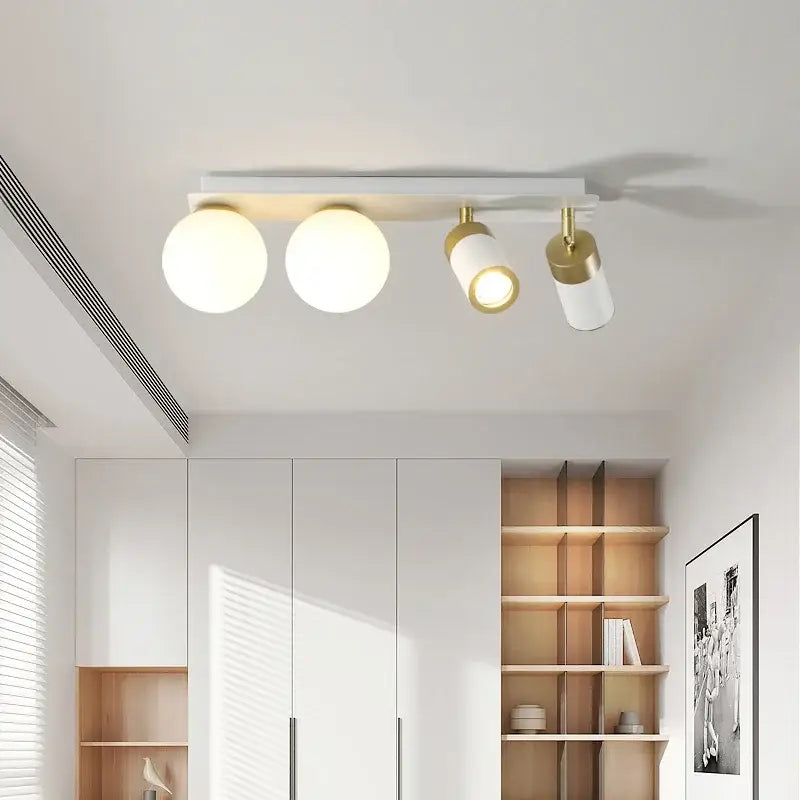 Modern white & gold glass ball led ceiling light living room track