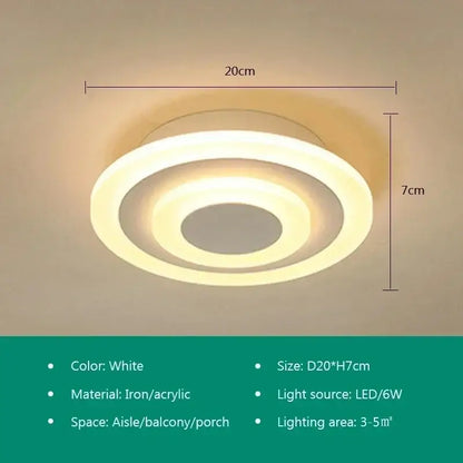 Modern white & gold led ceiling light aisle circular lamp