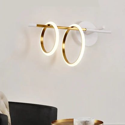 Modern white & gold ring light fixture living room wall light
