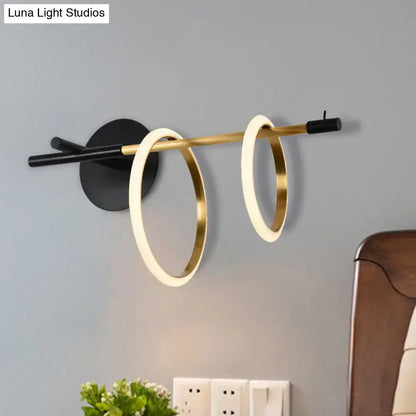 Modern white & gold ring light fixture living room wall light