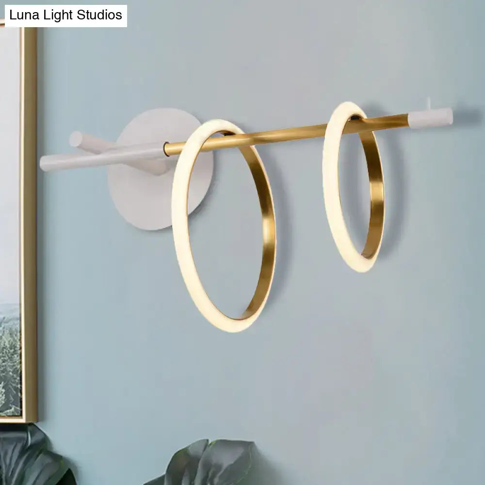 Modern white & gold ring light fixture living room wall light