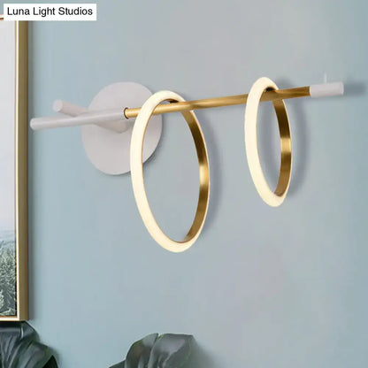 Modern white & gold ring light fixture living room wall light