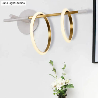 Modern white & gold ring light fixture living room wall light
