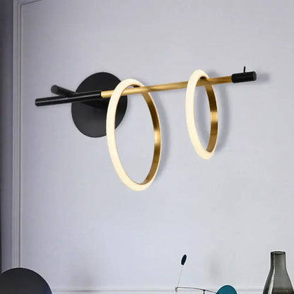 Modern white & gold ring light fixture living room wall light