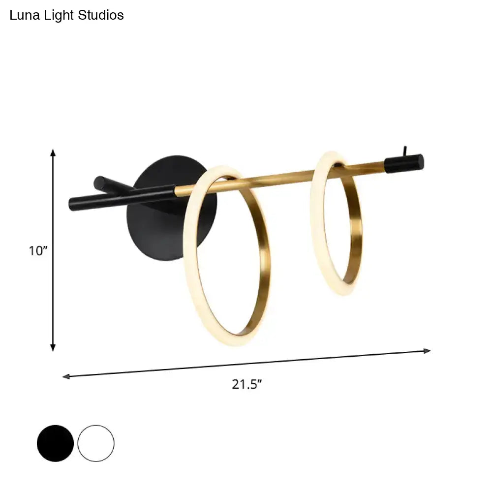 Modern white & gold ring light fixture living room wall light