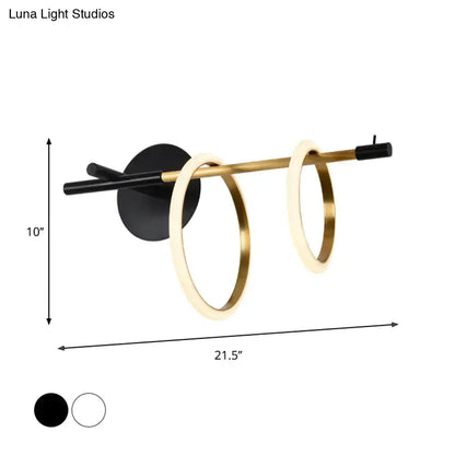Modern white & gold ring light fixture living room wall light
