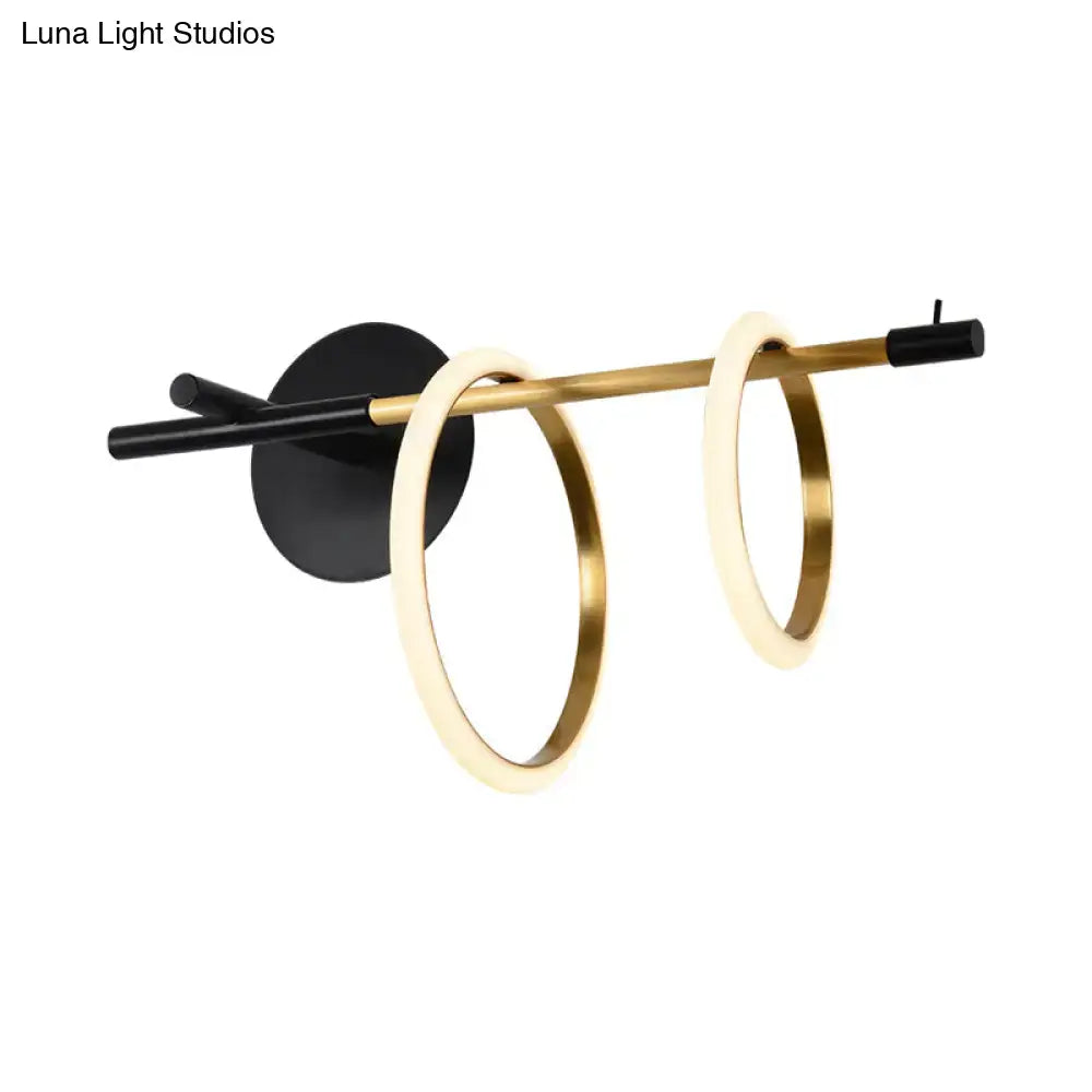 Modern white & gold ring light fixture living room wall light
