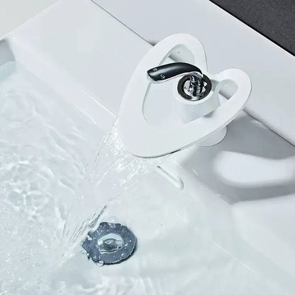 Modern white & gold waterfall basin faucet bathroom sink mixer tap