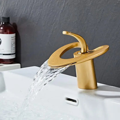 Modern white & gold waterfall basin faucet bathroom sink mixer tap