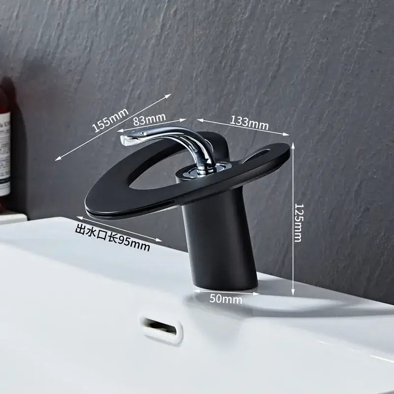 Modern white & gold waterfall basin faucet bathroom sink mixer tap