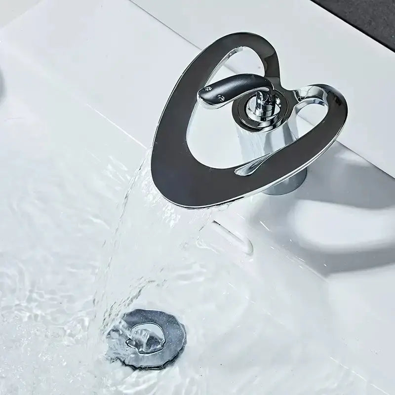 Modern white & gold waterfall basin faucet bathroom sink mixer tap
