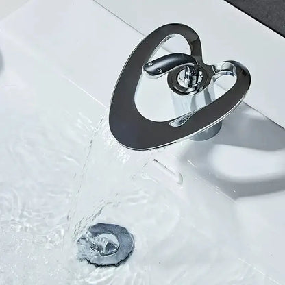 Modern white & gold waterfall basin faucet bathroom sink mixer tap