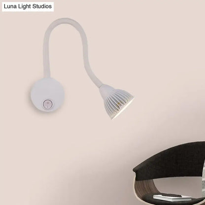Modern white gooseneck wall sconce light for bedroom reading