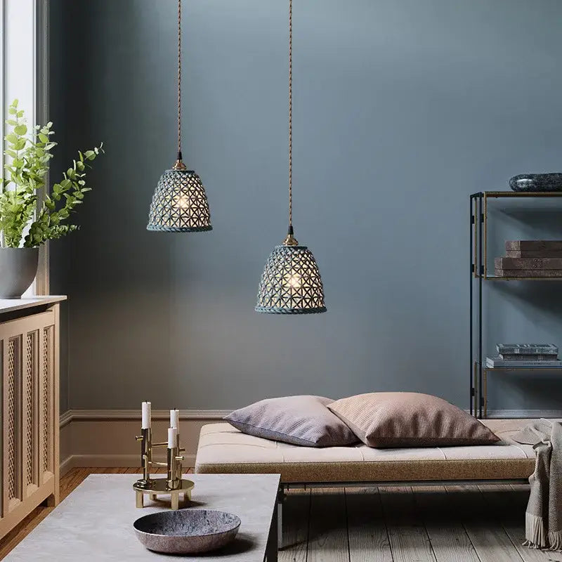 Modern white & gray geometric ceramic led pendant lights dining room