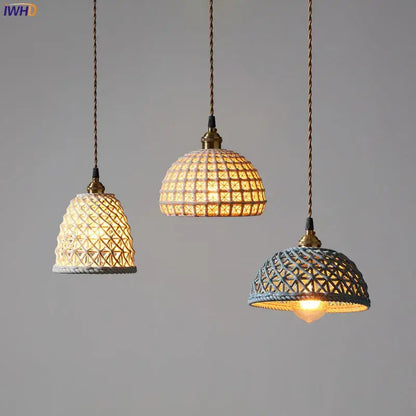Modern white & gray geometric ceramic led pendant lights dining room