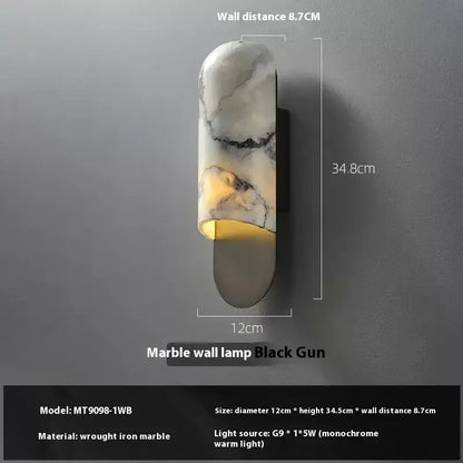 Modern white & gray marble led wall lamp for living room