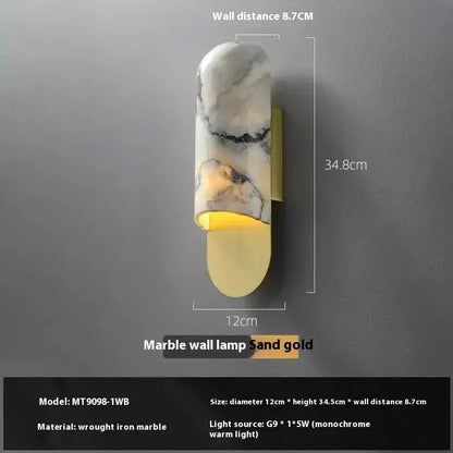 Modern white & gray marble led wall lamp for living room
