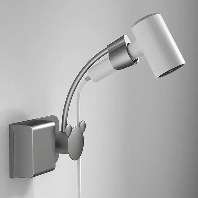 Modern white & gray wall mounted hair dryer bathroom storage rack