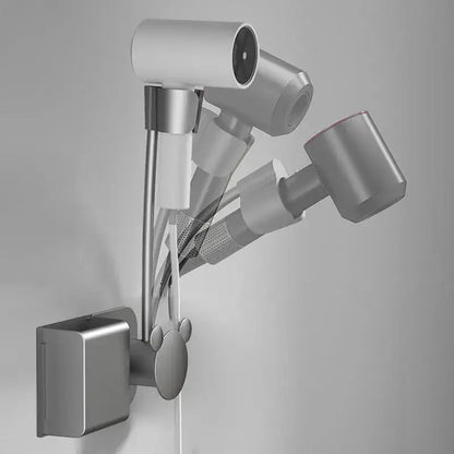 Modern white & gray wall mounted hair dryer bathroom storage rack