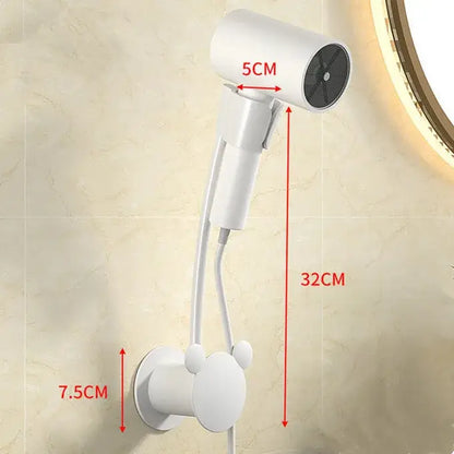 Modern white & gray wall mounted hair dryer bathroom storage rack