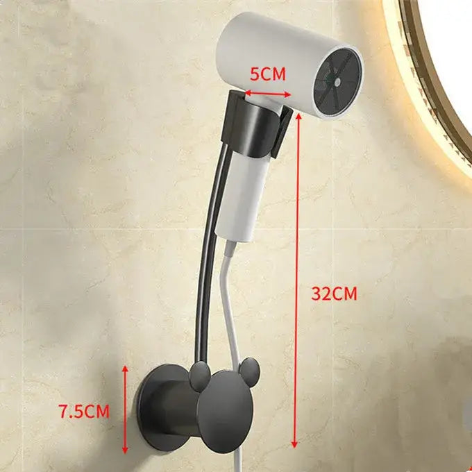 Modern white & gray wall mounted hair dryer bathroom storage rack
