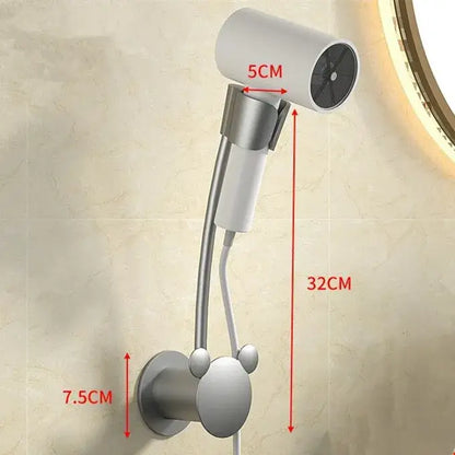 Modern white & gray wall mounted hair dryer bathroom storage rack