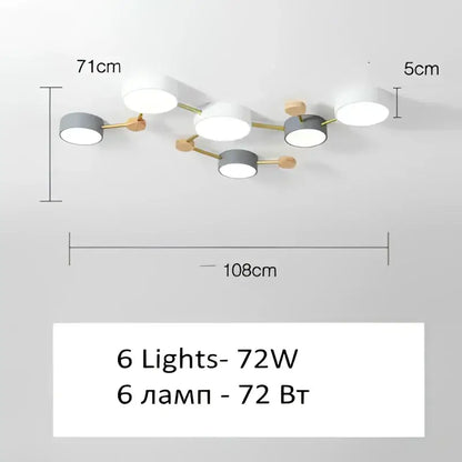 Modern white & gray wood ceiling chandelier living room light